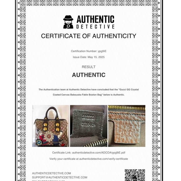 GUCCI GG CRYSTAL FABLE BABOUSKA BOSTON Vintage Classic Handbag Italy w/COA - Picture 16 of 16